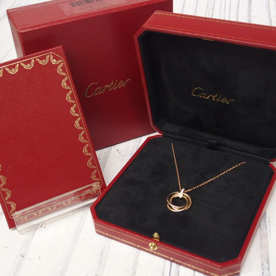 m001 D カルティエ トリニティ ネックレス 5Pダイヤ 750 箱/商品明細/証明書付 Cartier Trinity Necklace  B7058700 ホワイト/イエロー/ピンクゴールド - メルカリ