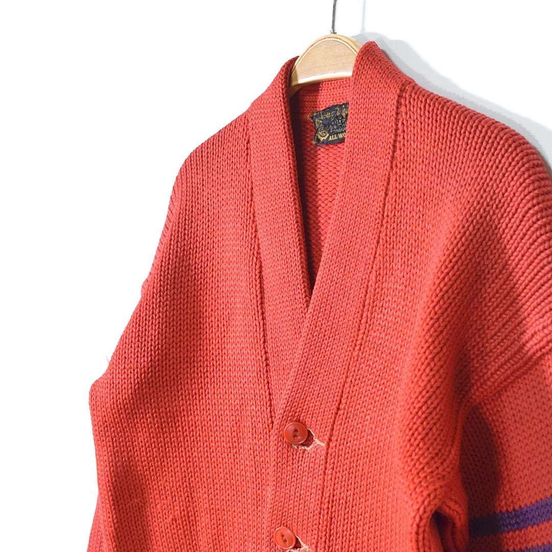 50s ヴィンテージカーディガン オレンジレッド レタード