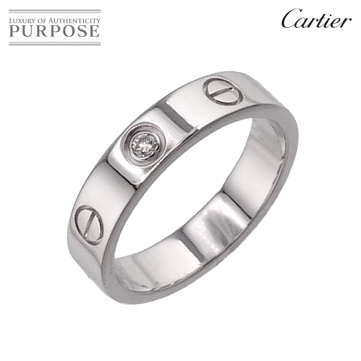 カルティエ Cartier ミニラブ #49 リング ダイヤ 1P K18 WG ホワイト