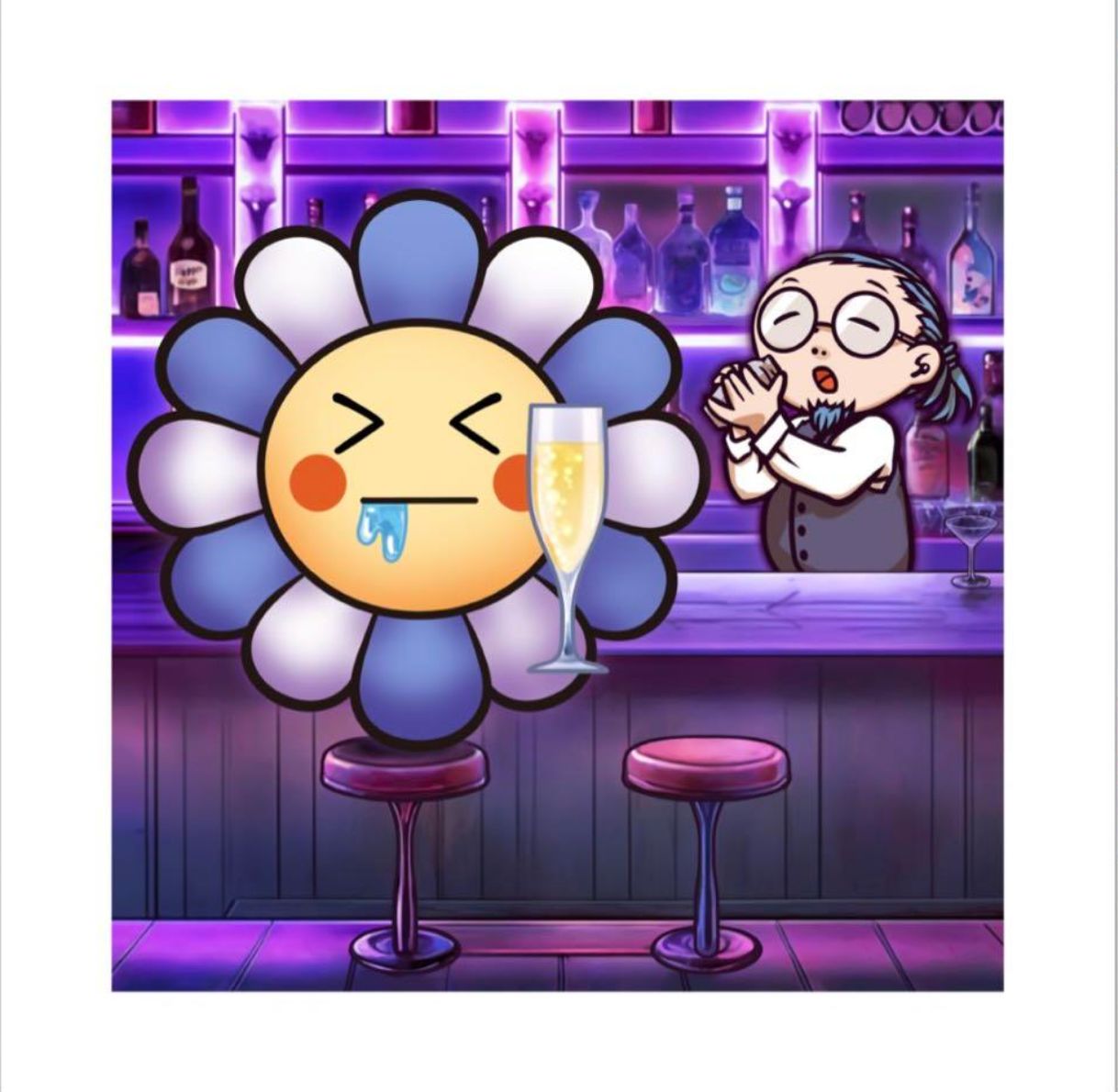 村上隆　Flower #3167 DrunkwithChampagne Murakami.Flower #3167 Drunk with Champagne 100枚限定 村上隆