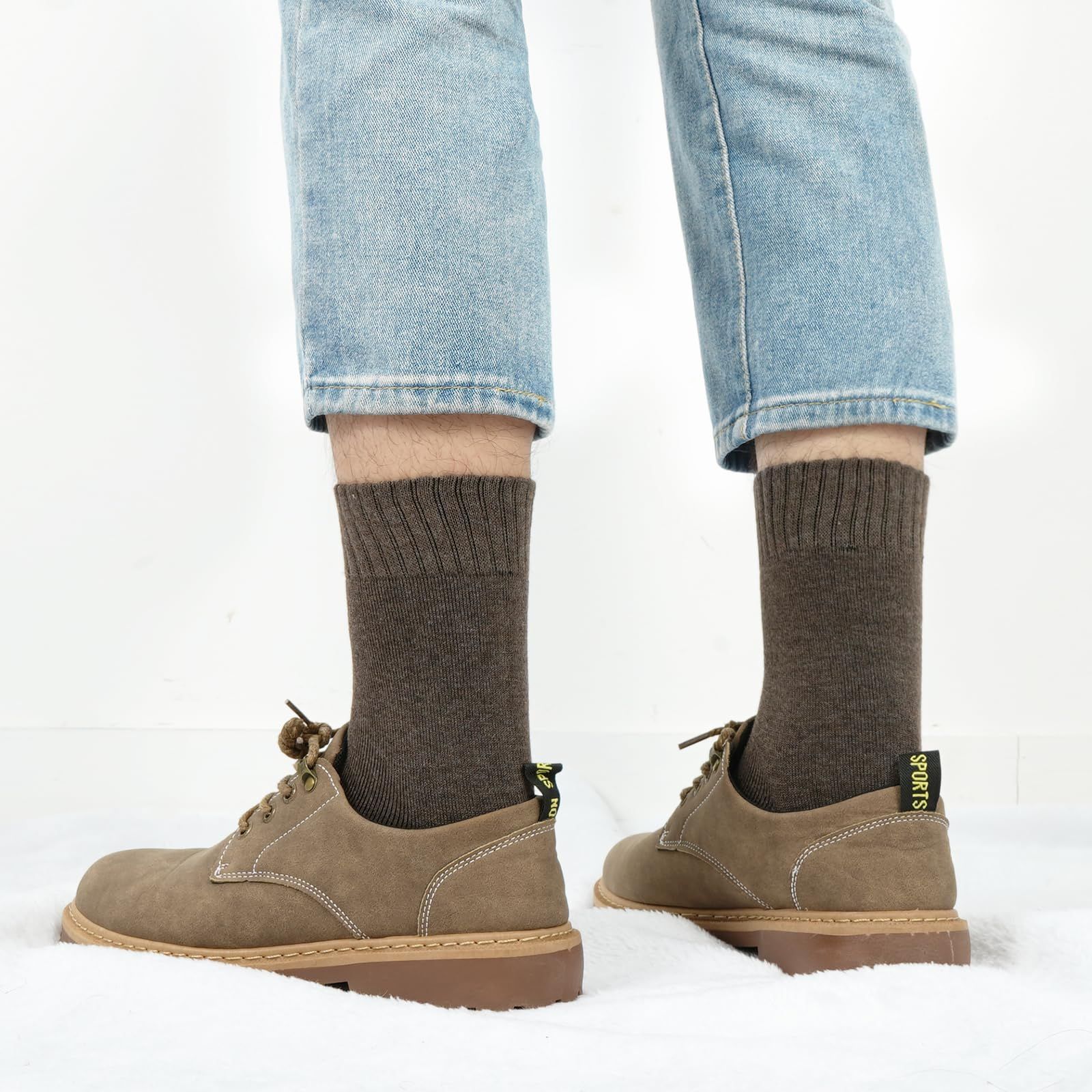 まもなく終了 男性靴下 カジュアル 5足セット 綿 秋冬 クルーソックス くつした くるぶし 暖かい スポーツソックス メンズ 保温性 室内 おしゃれ くつ下 厚手ソックス 23-27 cm 冬用 吸汗 靴下 防臭 DAMILY