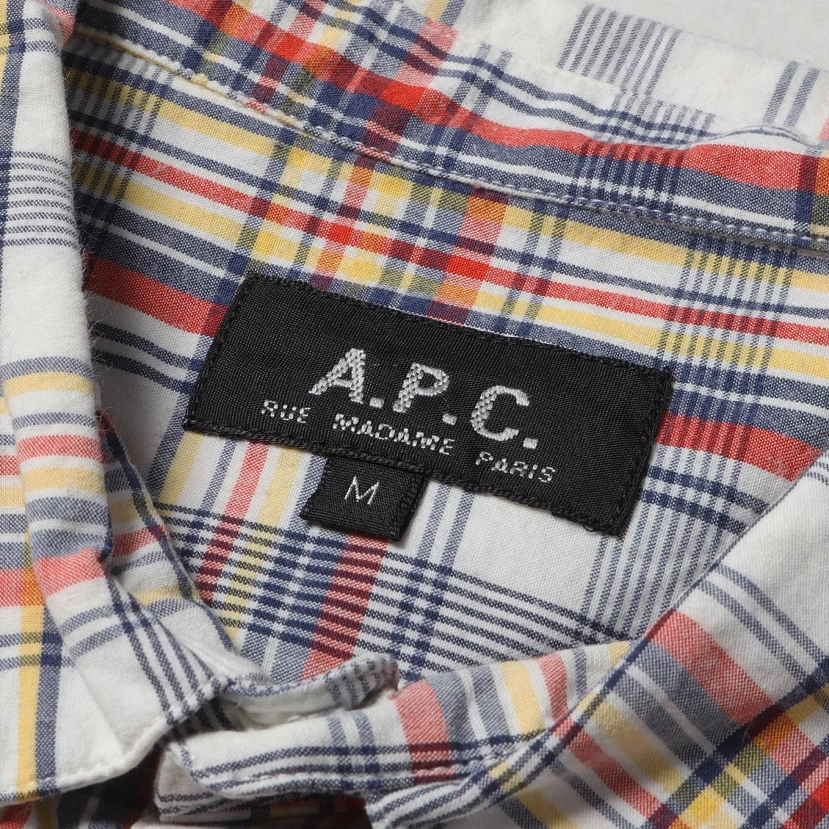 美品】A.P.C. アーペーセー チェック柄コットン長袖シャツ XS-