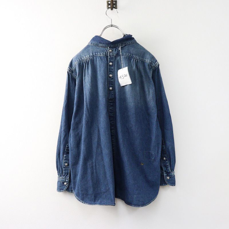 美品 定価5.1万 2024AW 45R 45rpm フォーティファイブアール 45プチデニムのリボンブラウス（重） 2/ブルー インディゴ【2400014405347】 美品 定価5.1万 2024AW 45R 45rpm フォーティファイブアール 45