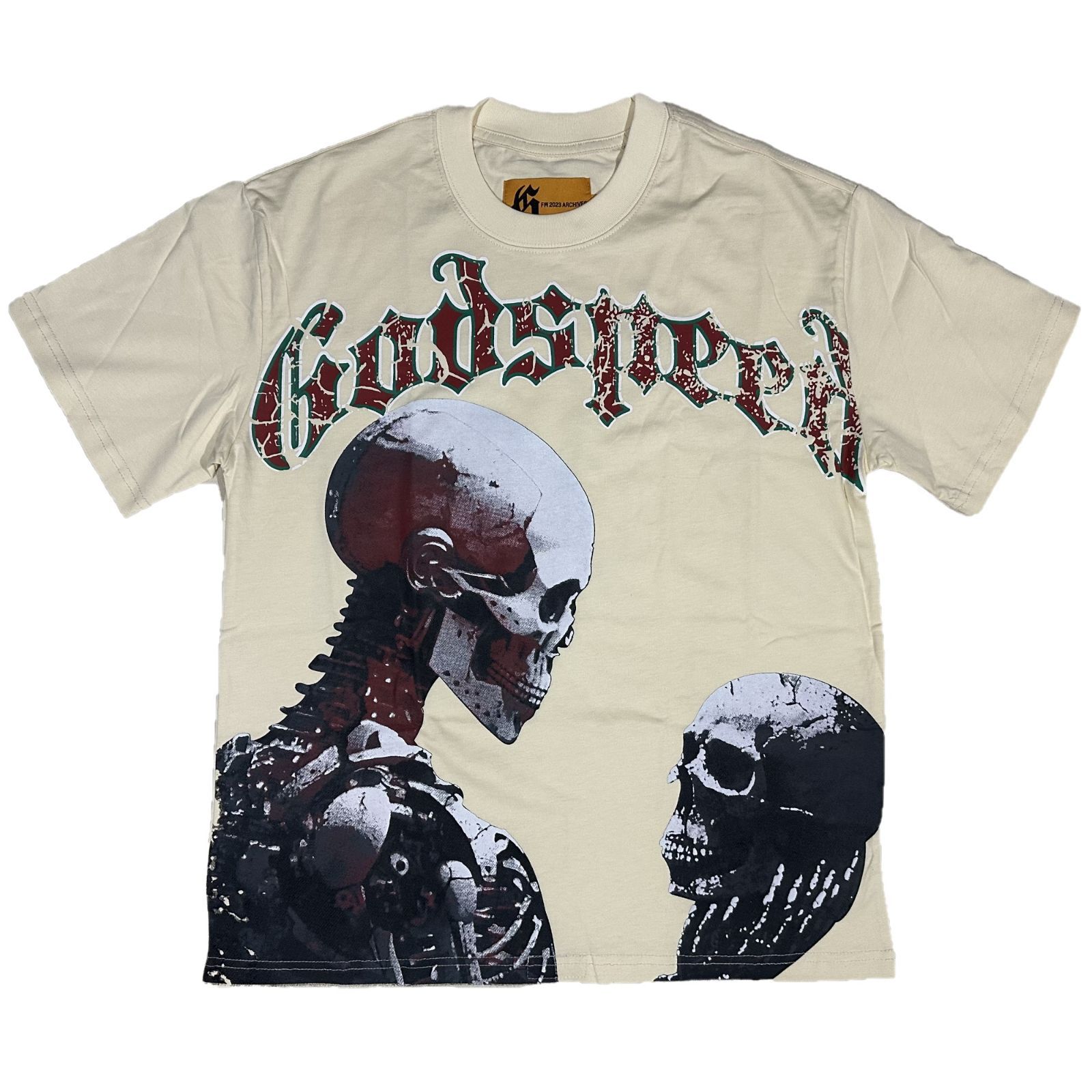 ゴッドスピード スカルデザイン プリント 半袖 Tシャツ カーキ ゴッド 