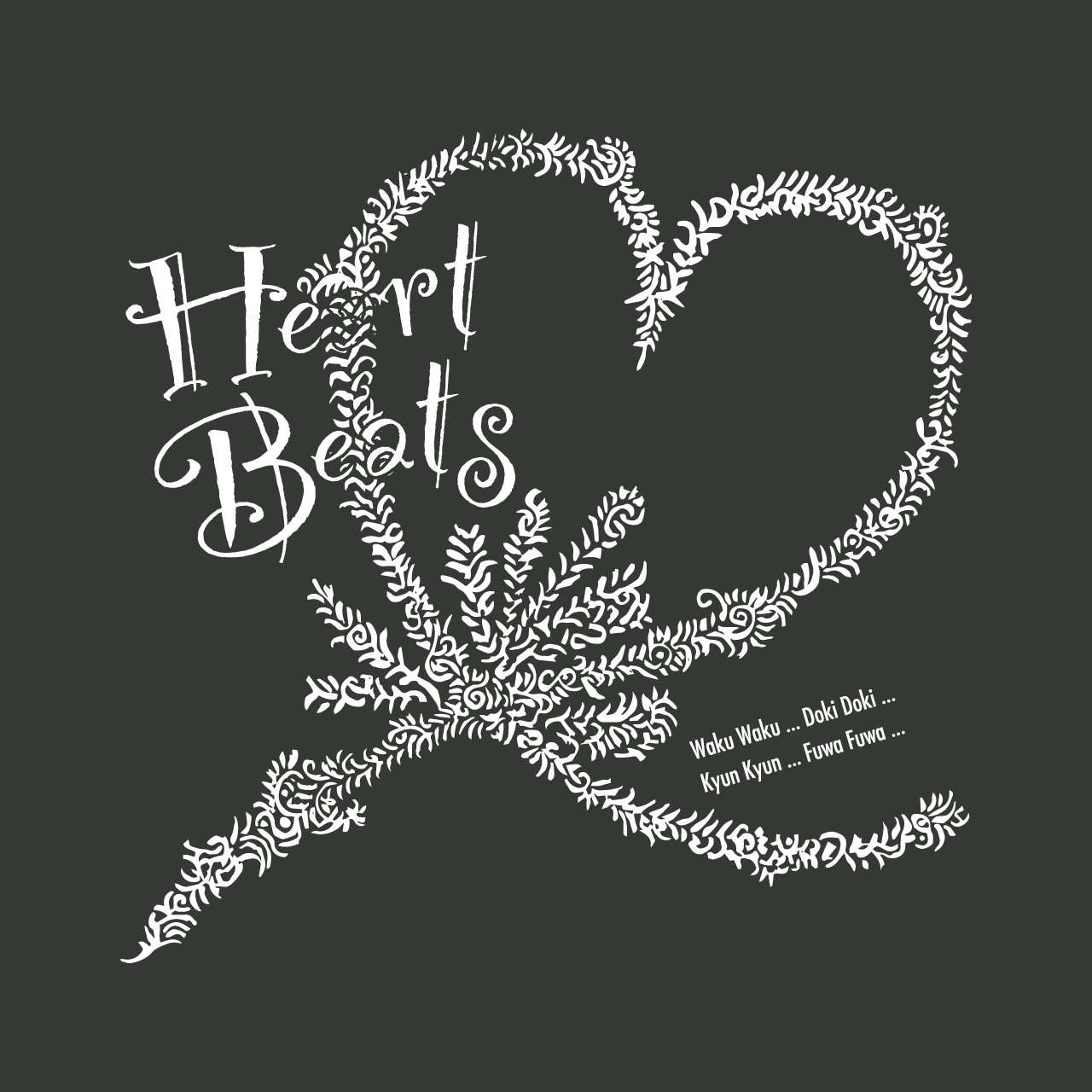 グラフィックロングTシャツ　Heart Beats Mono / Black -Long-