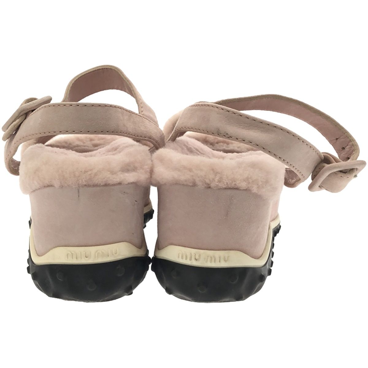 miu miu ミュウミュウ プラットフォームレザーボアサンダル 08830  