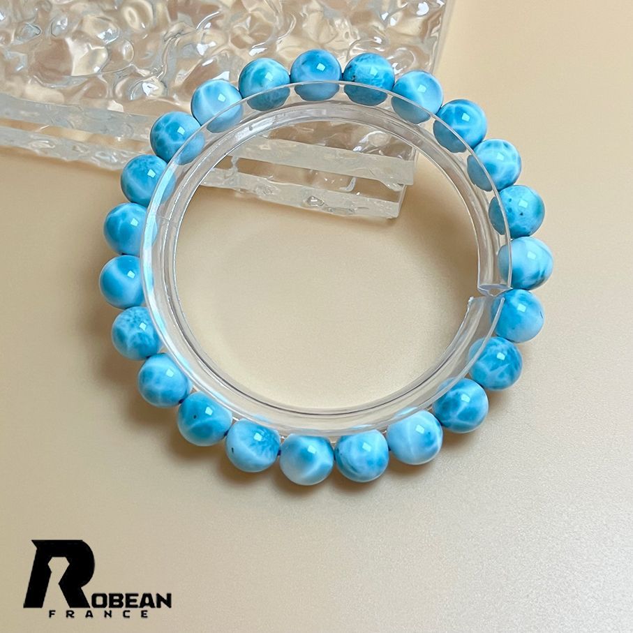 EU製 定価14万円 ROBEAN ドミニカ共和国産のラリマー ペクトライト パワーストーン ブレスレット 天然石 開運 金運 プレゼント 約8.2-8.3mm K0730147