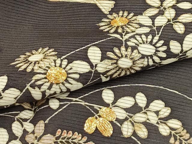 平和屋着物＊夏物　銀座きしや　訪問着　絽　駒刺繍　立波扇面花文　金糸　金彩　正絹　逸品　AABB8777sx 平和屋着物＊夏物 銀座きしや 訪問着 絽 駒刺繍 立波扇面花文 金糸