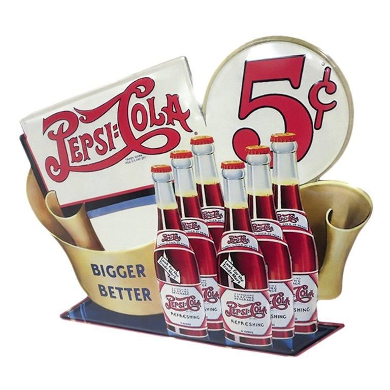  ペプシ ブリキ看板PEPSI - COLA 5cent BIGGER BETTER その他