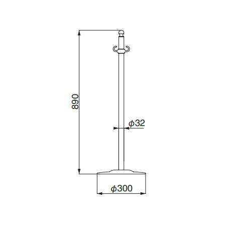 シロクマ フロアパーティションポール クローム 鏡面 FPP-1310