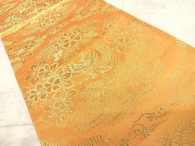 平和屋着物◎六通柄袋帯 花鳥文 金糸 正絹 逸品 AAAY8568yx