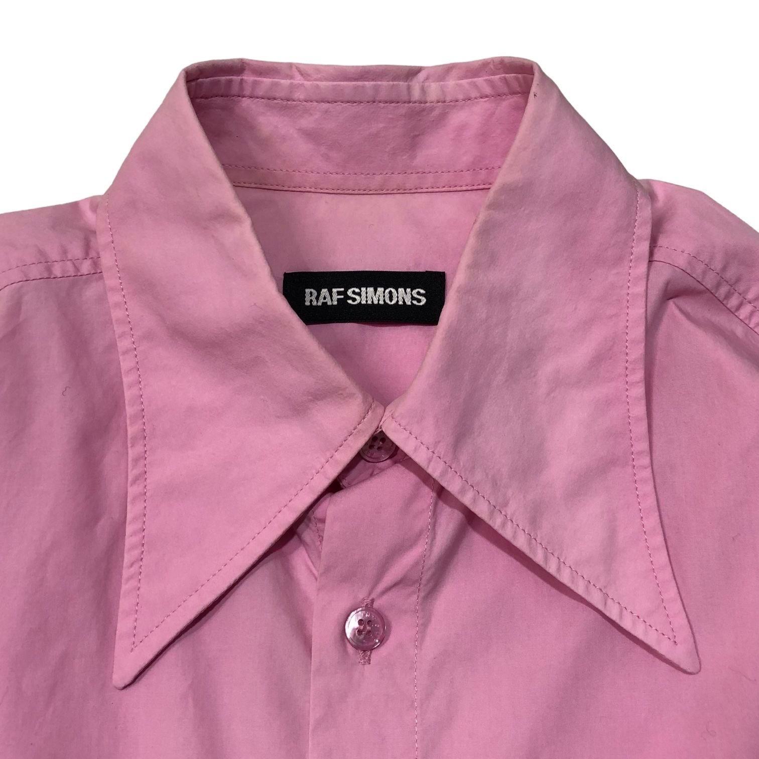 RAF SIMONS(ラフシモンズ) super long sleeve shirt スーパー ロングスリーブ シャツ 44(S程度) ピンク 長袖  Rロゴ 刺繍 アーカイブ