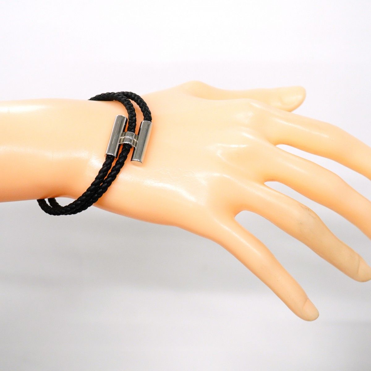 5jib0814 エルメス ブレスレット トゥルニ メタル レザー シルバー ブラック メンズ レディース ユニセックス SIROKUMA-CORPORATION_COM