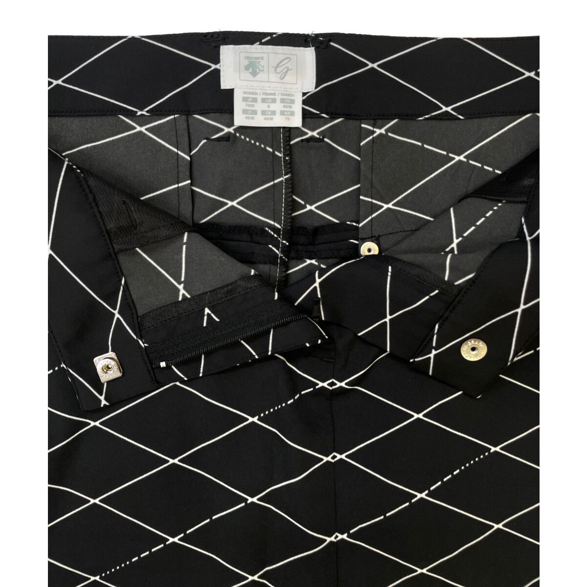 coco 中古 デサントゴルフ DESCENTE GOLF レディース スカート O 黒 ブラック ダイヤ柄プリント 薄手 中古 レディース デサントゴルフ DESCENTE GOLF スカート O 黒