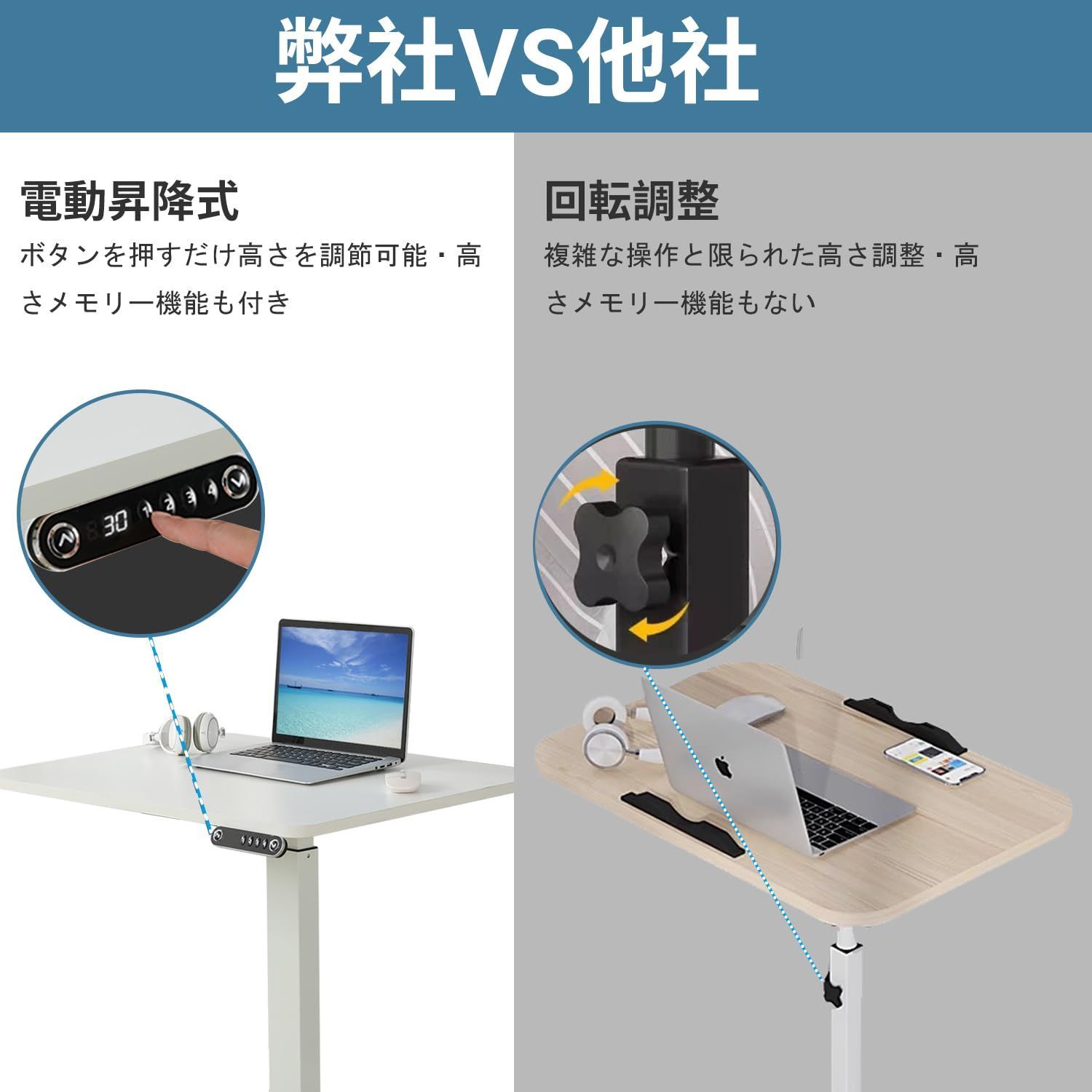 特価商品BilBil デスク 電動式 サイドテーブル パソコンラック ベッド ...