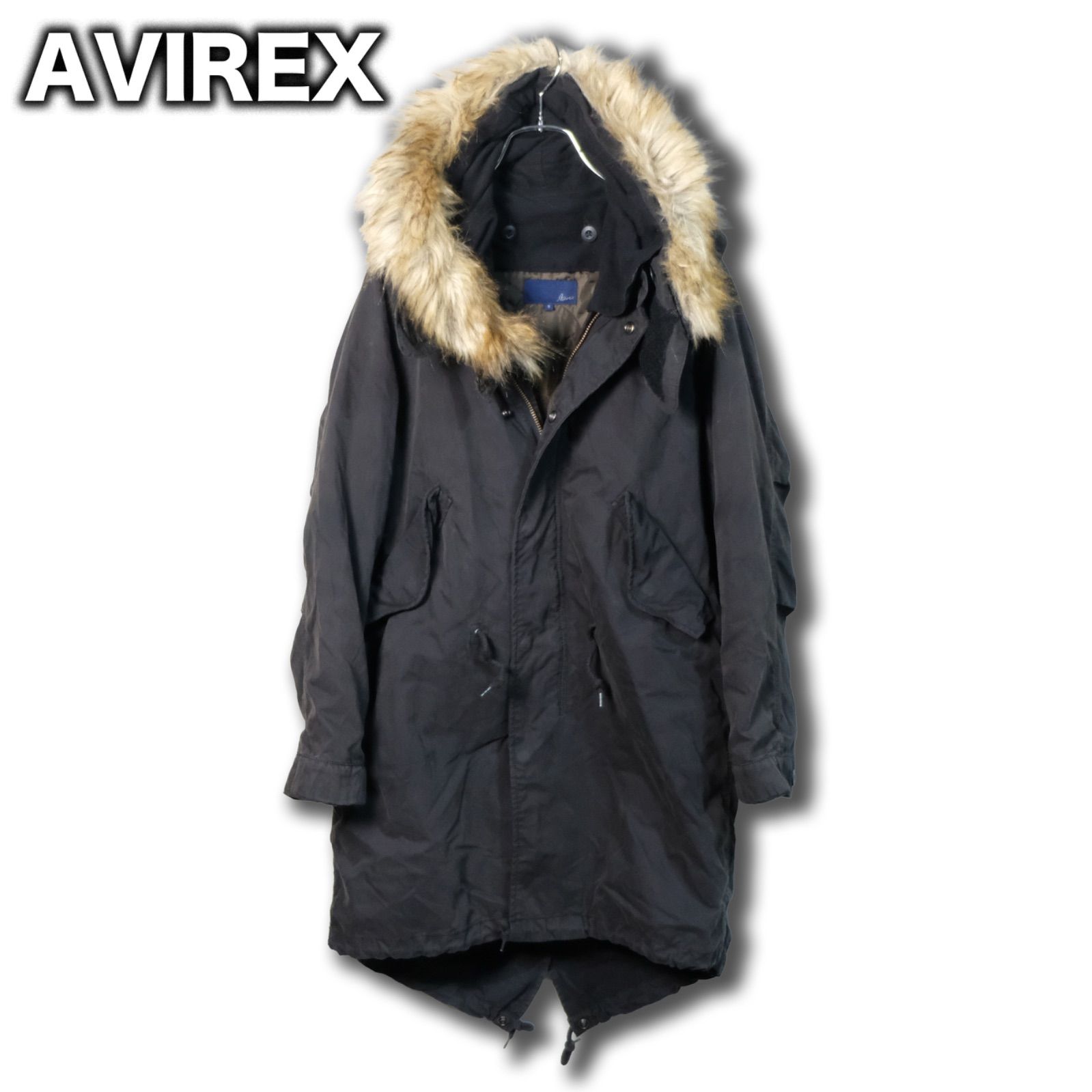AVIREX レディース モッズコート 長袖ライナー付き Sサイズ 黒 