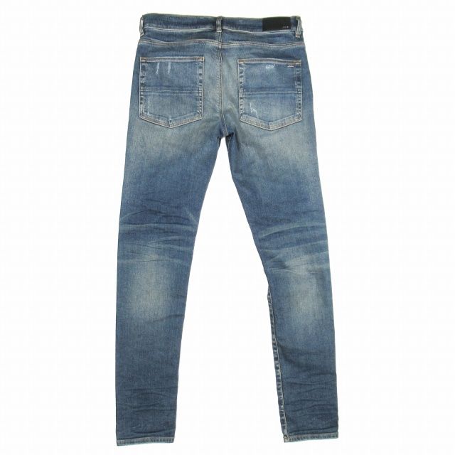 美品 アミリ AMIRI MX1 スキニーデニム 蛇腹 レザー バイカー