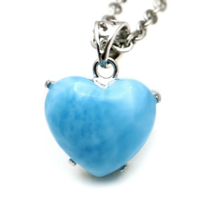 年末年始セール ラリマー ハート ネックレス ラリマー ネックレス ハート型 天然石 ペンダント 注文 Silver925