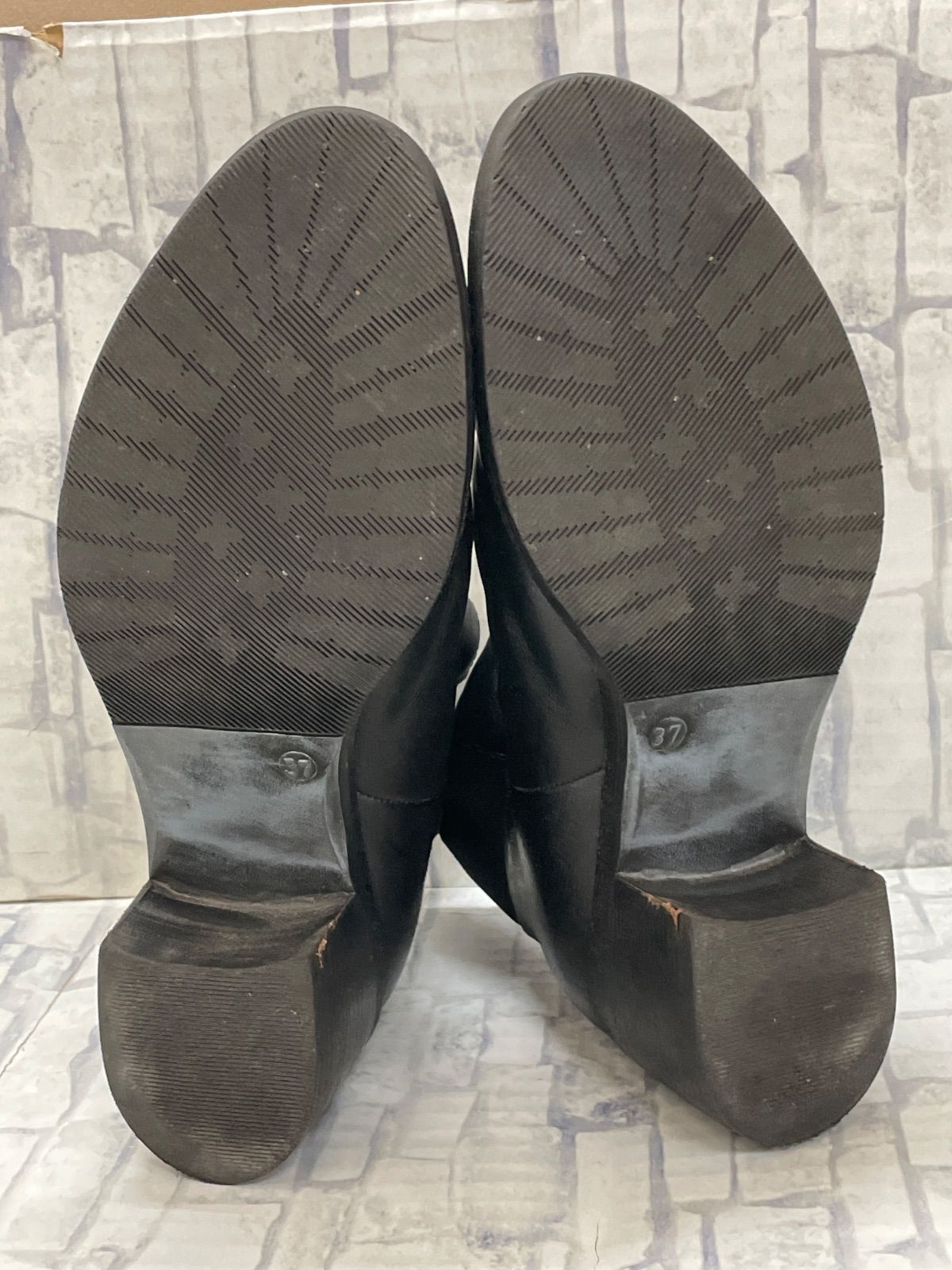 新品yuko imanishi +厚底サイドゴアブーツ ブラック37 現行品]yuko imanishi+ ブラックレザー厚底サイドゴアブーツ 37