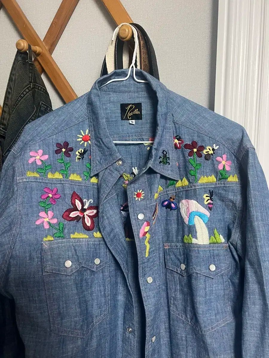 NEEDLES ニードルズ ウエストン 刺繡 シャンブレー シャツ M