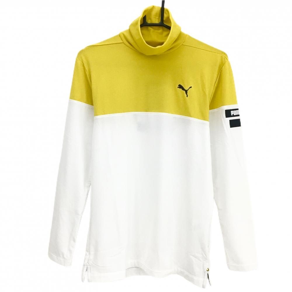 PUMA - 【新品】プーマ 長袖タートルネックシャツ イエロー×白 DRYCELL ストレッチ 裏面凹凸起毛 メンズ M ゴルフウェア PUMA 新品】プーマ 長袖タートルネックシャツ イエロー×白 DRYCELL