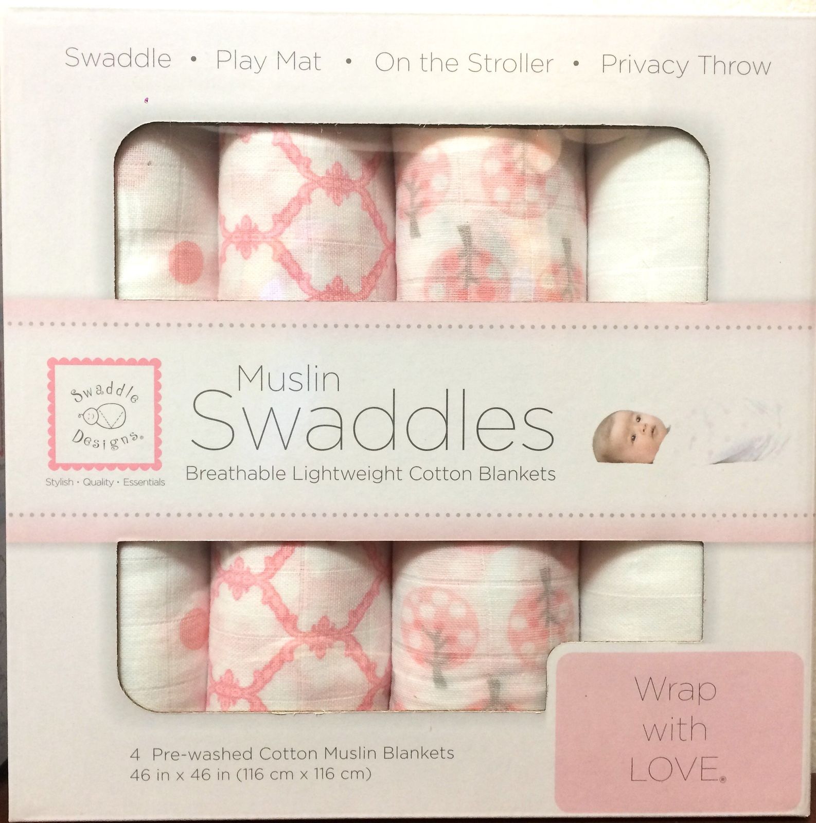 スワドルデザインズ (SwaddleDesigns) おくるみ モスリン ピンク 4枚セット [ピンク]