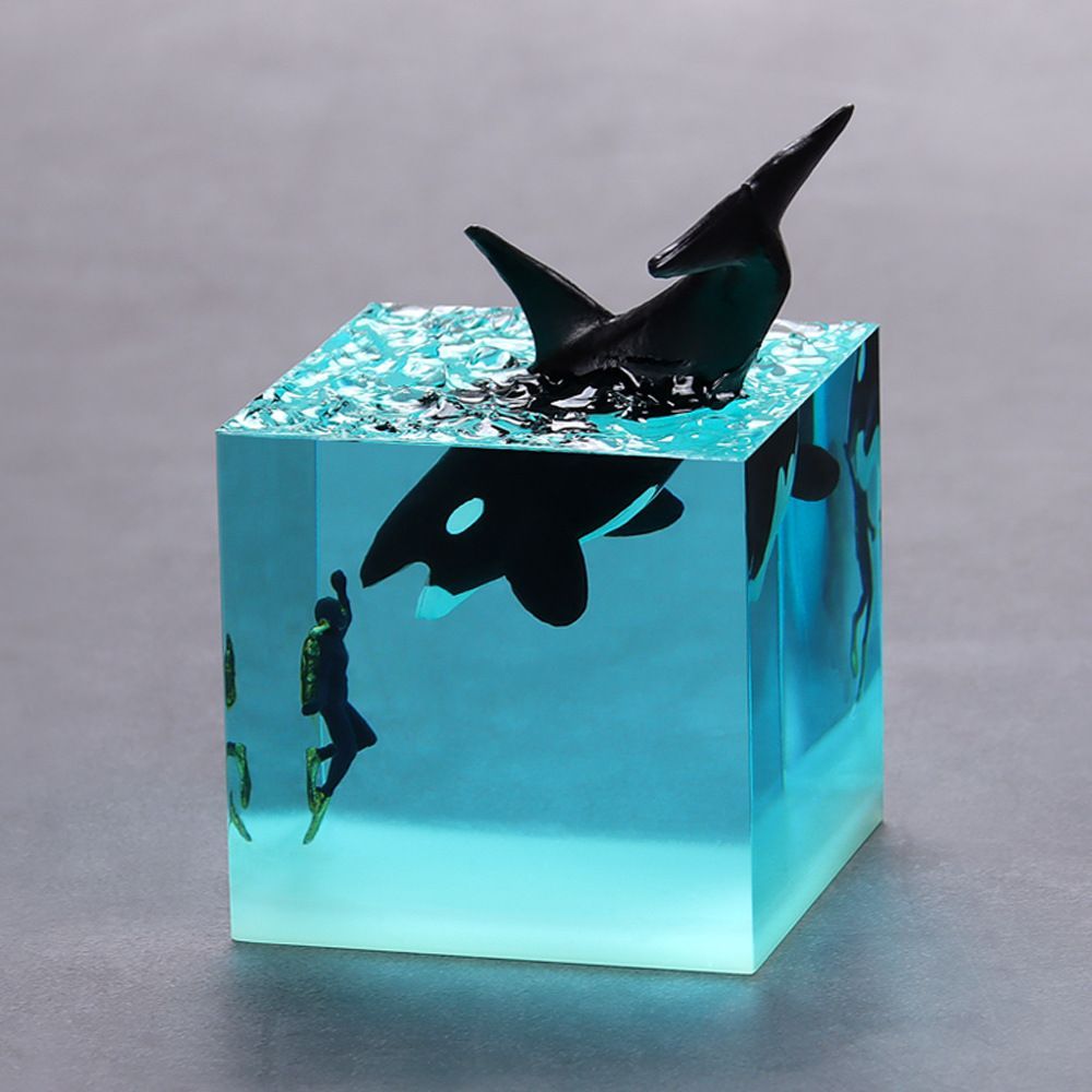 シャチ 海 水族館 置物 オブジェ クリスタル 綺麗 かわいい