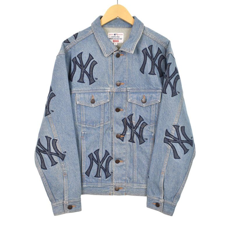 Supreme ニューヨーク・ヤンキース刺繍デニムジャケット M