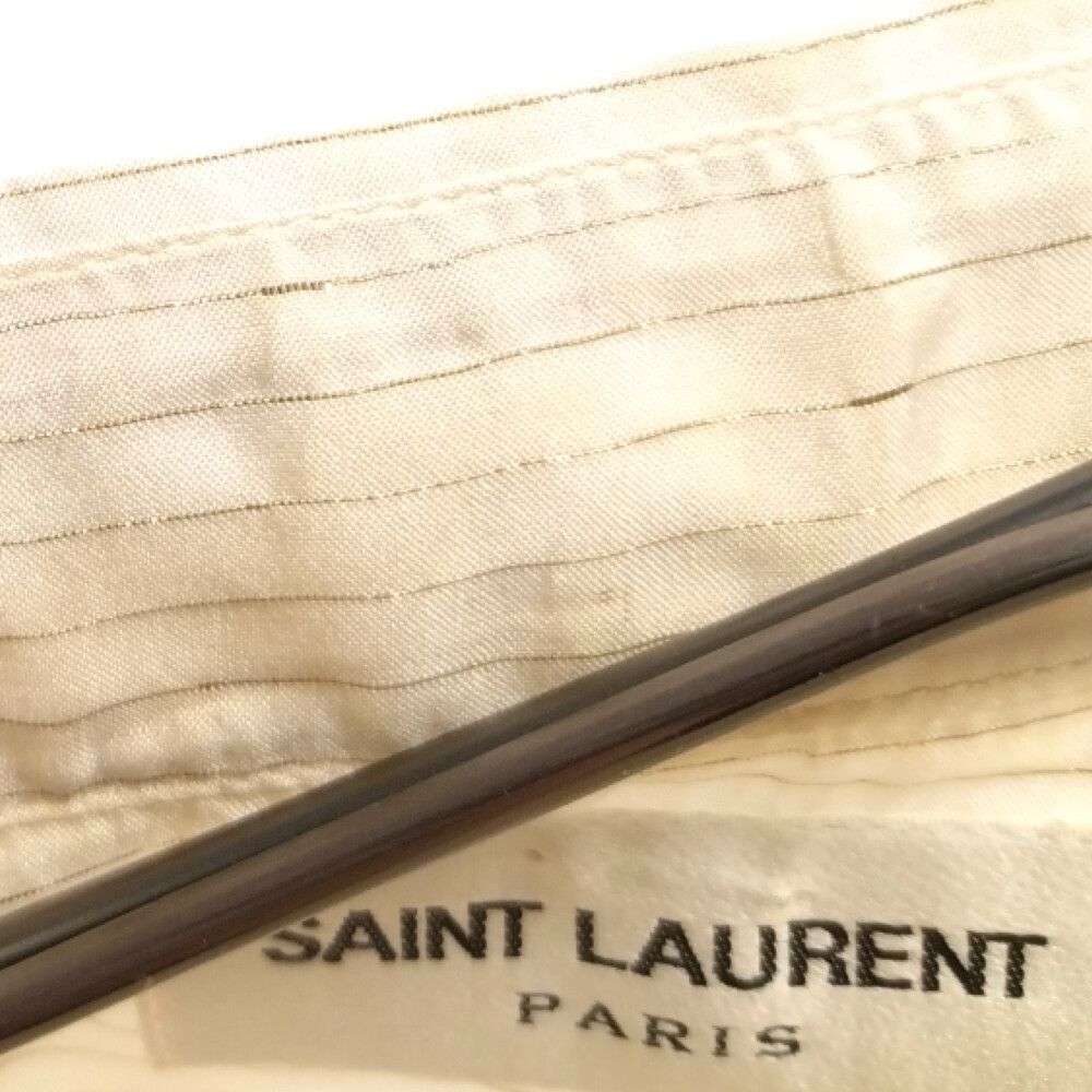 SAINT LAURENT PARIS サンローランパリ 22SS ピンストライプ シルク長袖シャツ アイボリー 646850 Y2E03