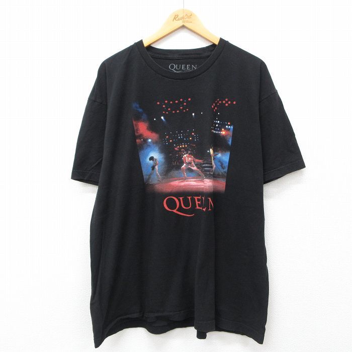 XL/古着 半袖 ロック バンド Tシャツ メンズ クイーン 大きいサイズ コットン クルーネック 黒 ブラック 24aug22 中古