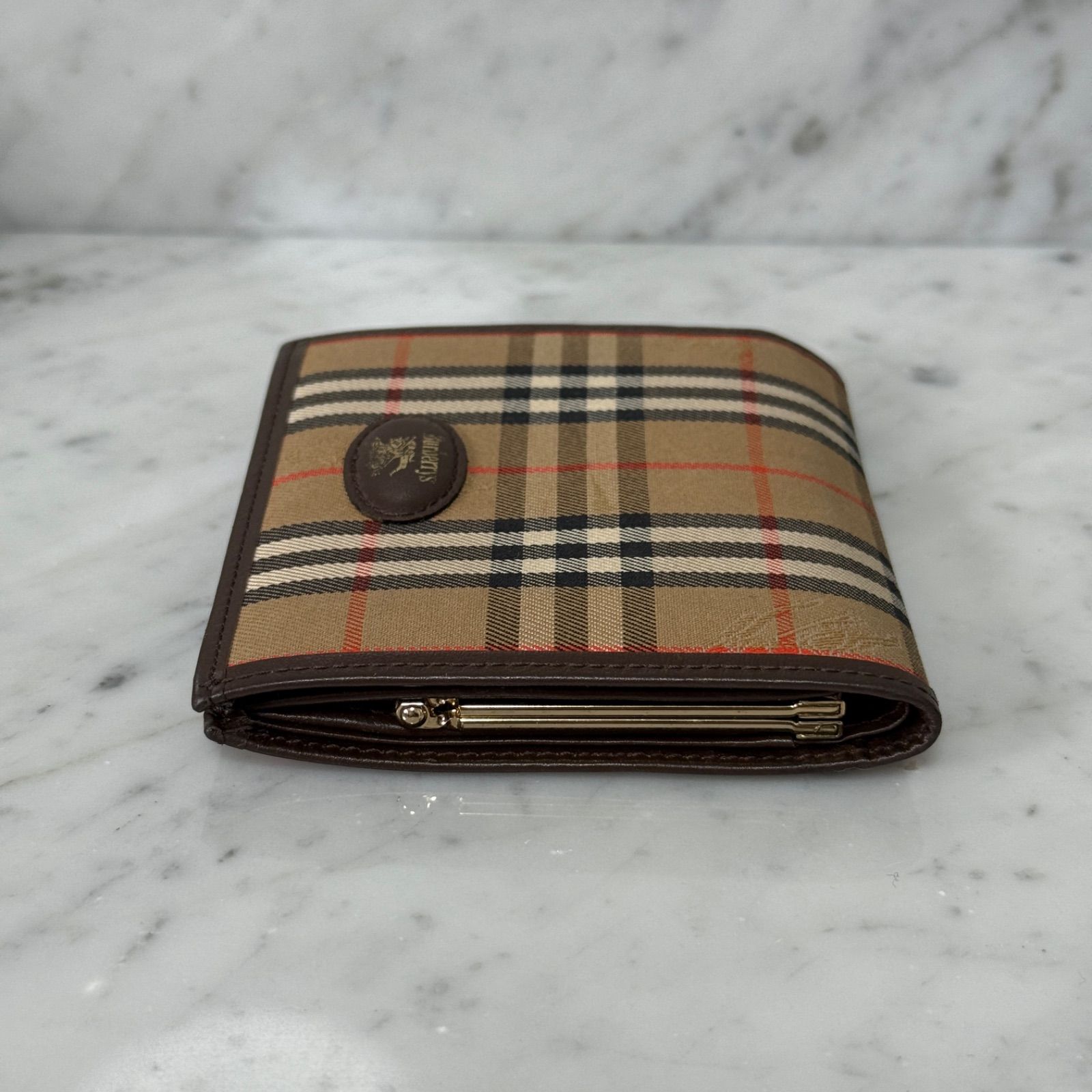90s BURBERRY バーバリー 二つ折り財布 シャドーホース ノバチェック