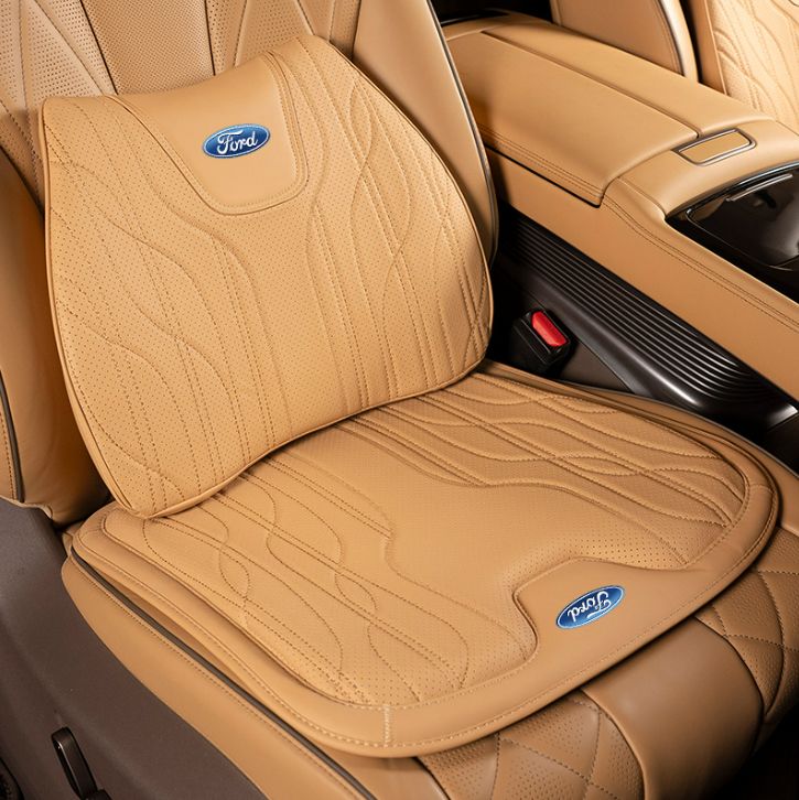 【新作 未使用】フォード（Ford）高級 シートクッション 車用 シートカバー ナッパ レザー 腰当て 滑り止め 弾性 座布団1点+腰クッション1点 全シリーズ 汎用6色選択
