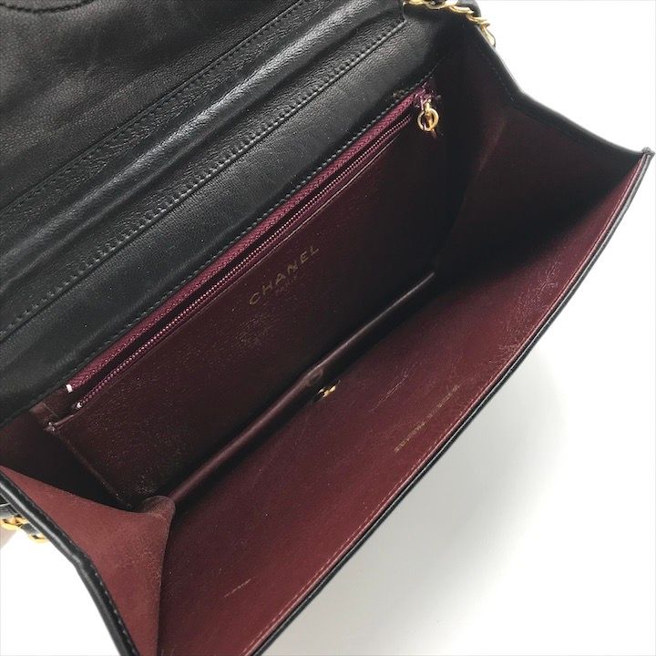 CHANEL シャネル ココマーク マトラッセ ラムスキン ブラック チェーン ショルダー バッグ 肩掛け プッシュロック レディース k6711 DECORATOM_COM_BR