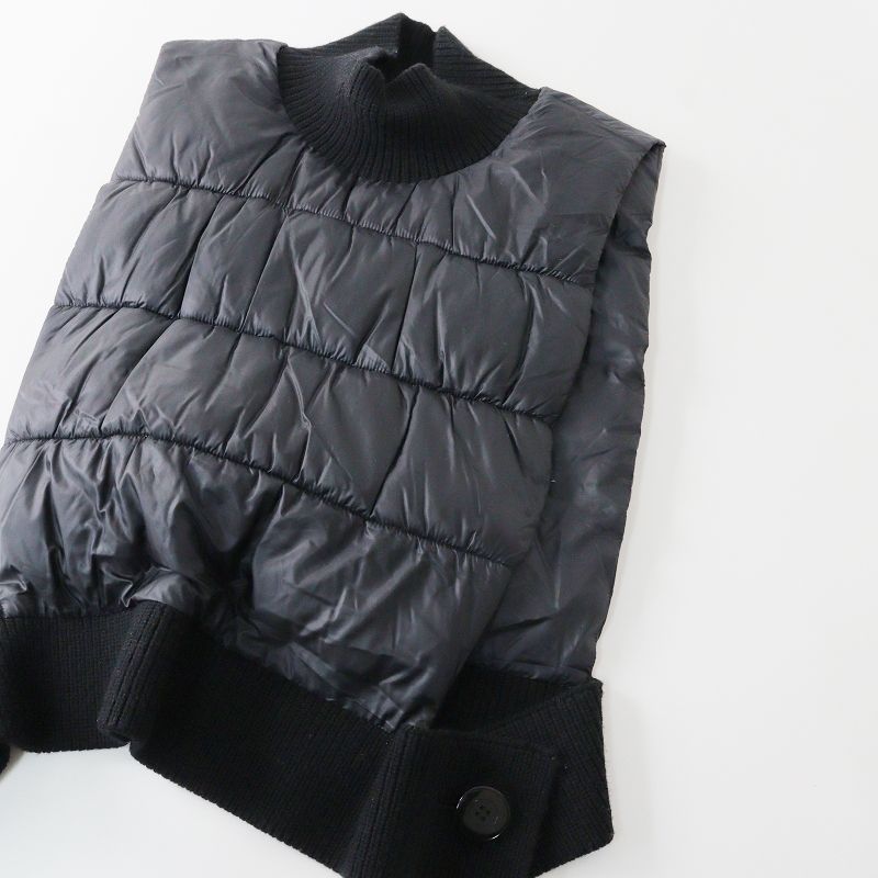 ENFÖLD ブラック キルティングベスト ENFOLD - CHECK-QUILT VEST / 中綿ベスト / ブラック / 24AW