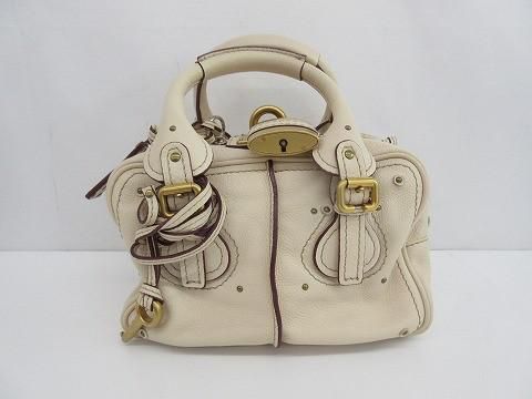 クロエ Chloe パディントン ハンドバッグ トートバッグ パドロック レザー ホワイト 白 レディース