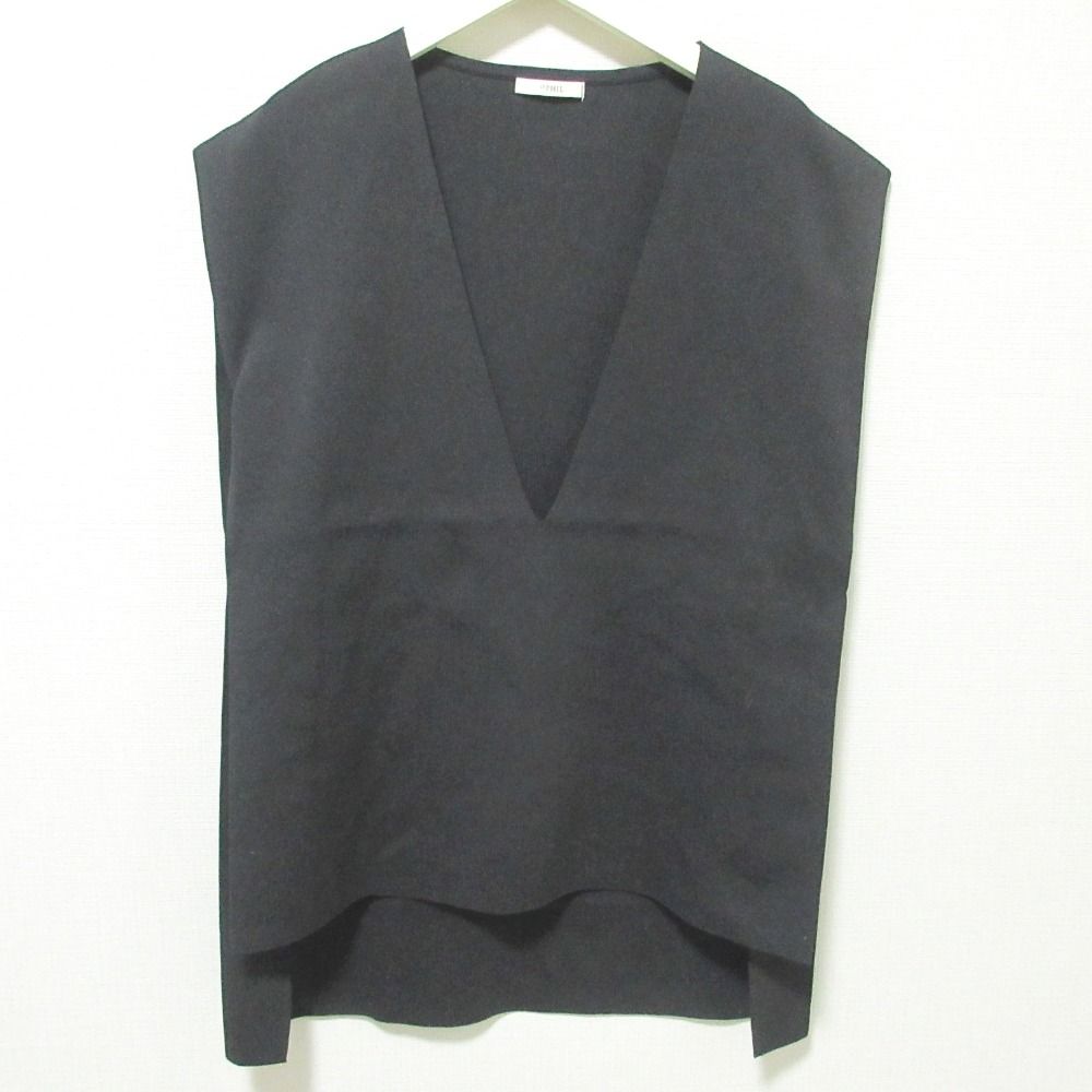 【美品】LE PHIL ドライVネックニット　ベスト　ジレ　黒　ルフィル 美品 23AW LE PHIL ルフィル ロングニットベスト Vネック プル