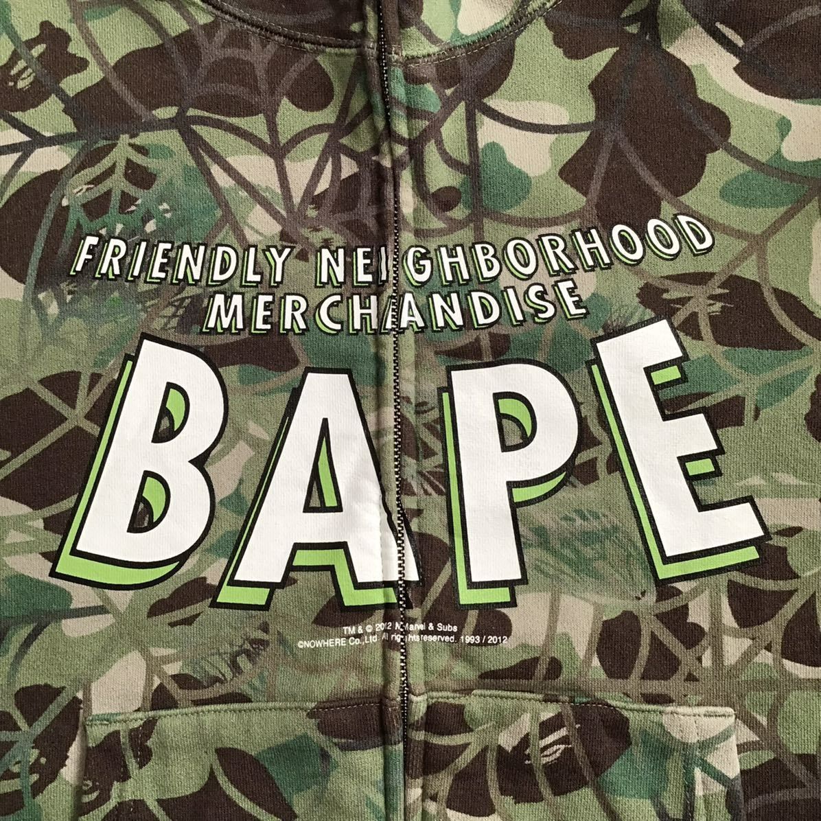 スパイダーマン × BAPE camo フルジップ パーカー Sサイズ marvel  
