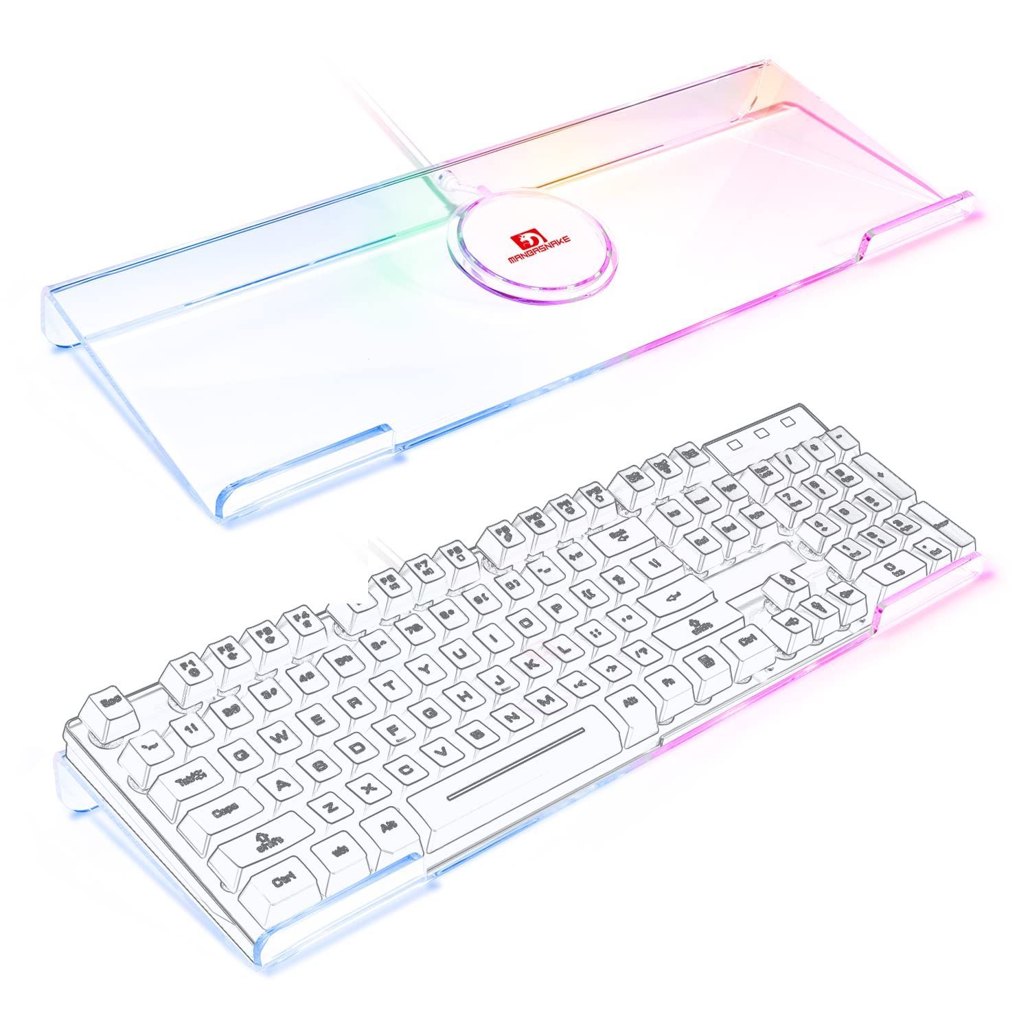 コンピューターキーボードスタンド PCキーボードスタンド キーボードスタンド 高級アクリルpc 366種類のRGB LEDバックライト キーボードトレイ USB 透明アクリルチルトキーボードスタンド、デ