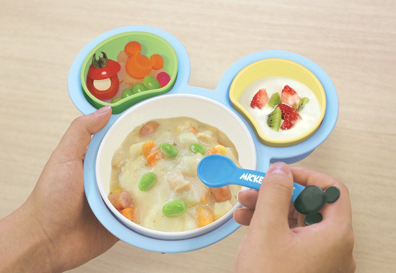 ミッキーマウス 錦化成 ベビー食器セット | 日本製 国産 片手で持てる離乳食パレット ミニーマウス 離乳食 お食い初め 離乳食に 出産祝い DISNEY 日本 ディズニー )