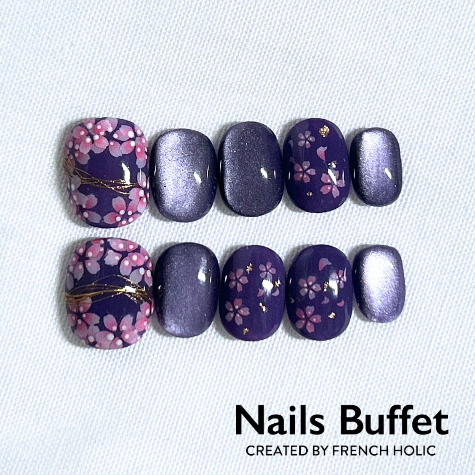 Nails Buffet 夜桜デザイン10本セット