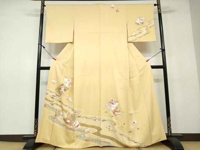 専用Y3345◆鈴乃屋謹製 正絹 縦絽 金駒刺繡 手縫い仕立て 訪問着 夏着物 専用Y3345◇鈴乃屋謹製 正絹 縦絽 金駒刺繡 手縫い仕立て 訪問着