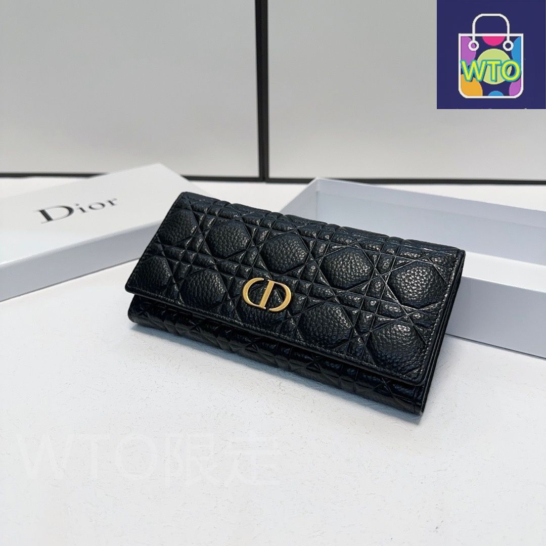 今日特価】Dior レディースウォレット, ブラック, エンボス加工