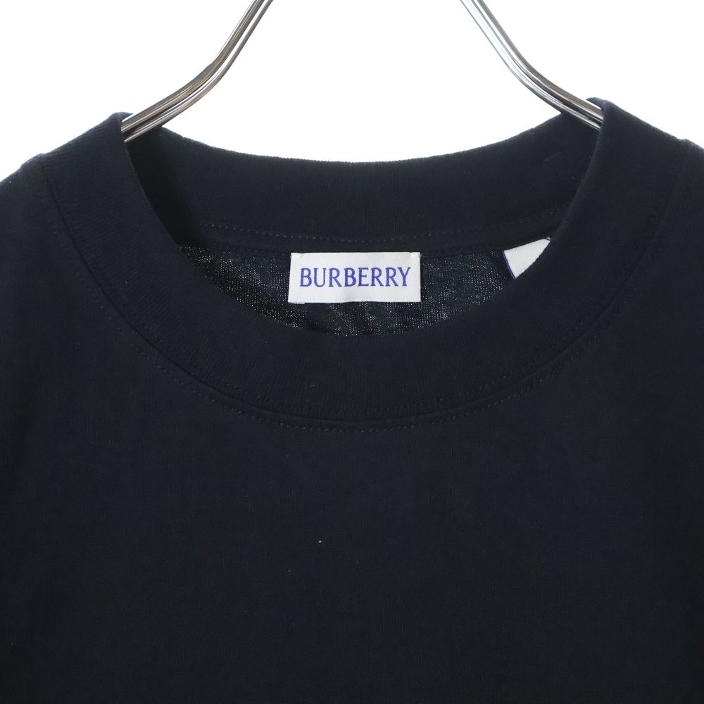 【新品・未使用品】バーバリーロンドン Tシャツ カットソー ノヴァチェック 黒 BURBERRY (バーバリー) ノヴァチェックロゴラベル クルーネック