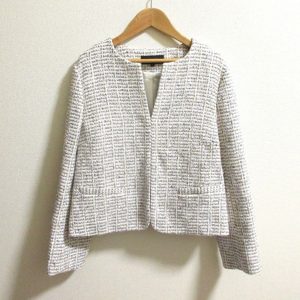 美品 UNTITLED アンタイトル ノーカラー ツイードジャケット