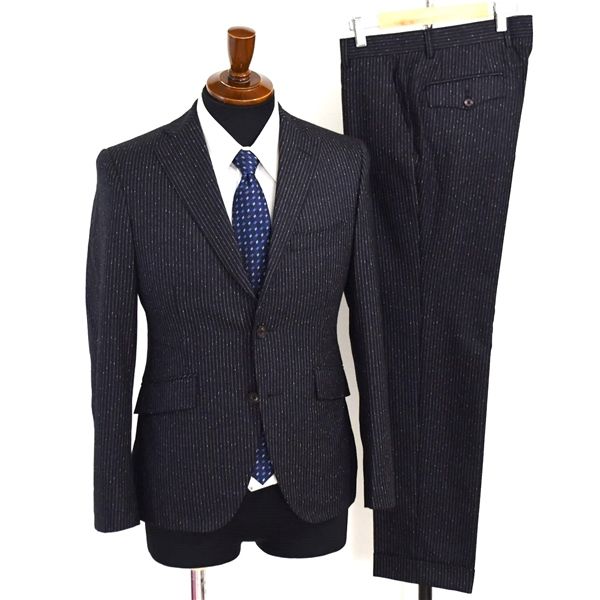 美品　スーツ3点セット　15号　ブラックストライプ スーツ／3つボタン／シャドーストライプ／TR24 | SUIT SQUARE