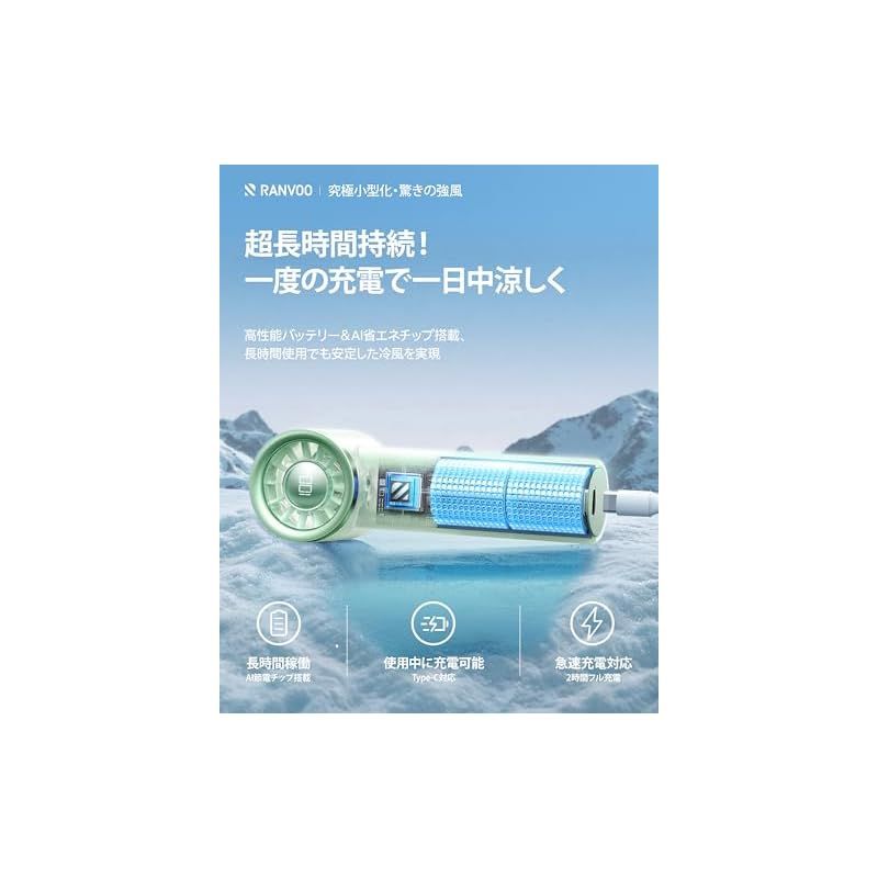 RANVOO ハンディファン【究極小型化・驚きの強風】扇風機 ハンディ 1