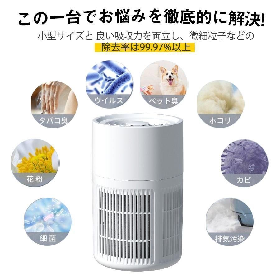 空気清浄機 小型 省エネ 2重除菌 18畳対応 アロマ対応 卓上 静音