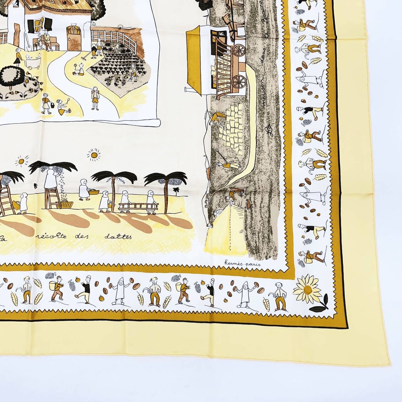 ♡希少♡ HERMES エルメスカレ90 故郷に帰る シルク100％スカーフ 未使用級 HERMES エルメス カレ90 RE TOUR A LA TERRE 故郷に