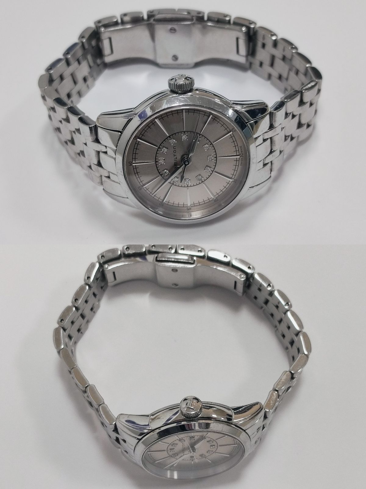 HAMILTON レイルロード 12Pダイヤ H403110 腕回り16cm