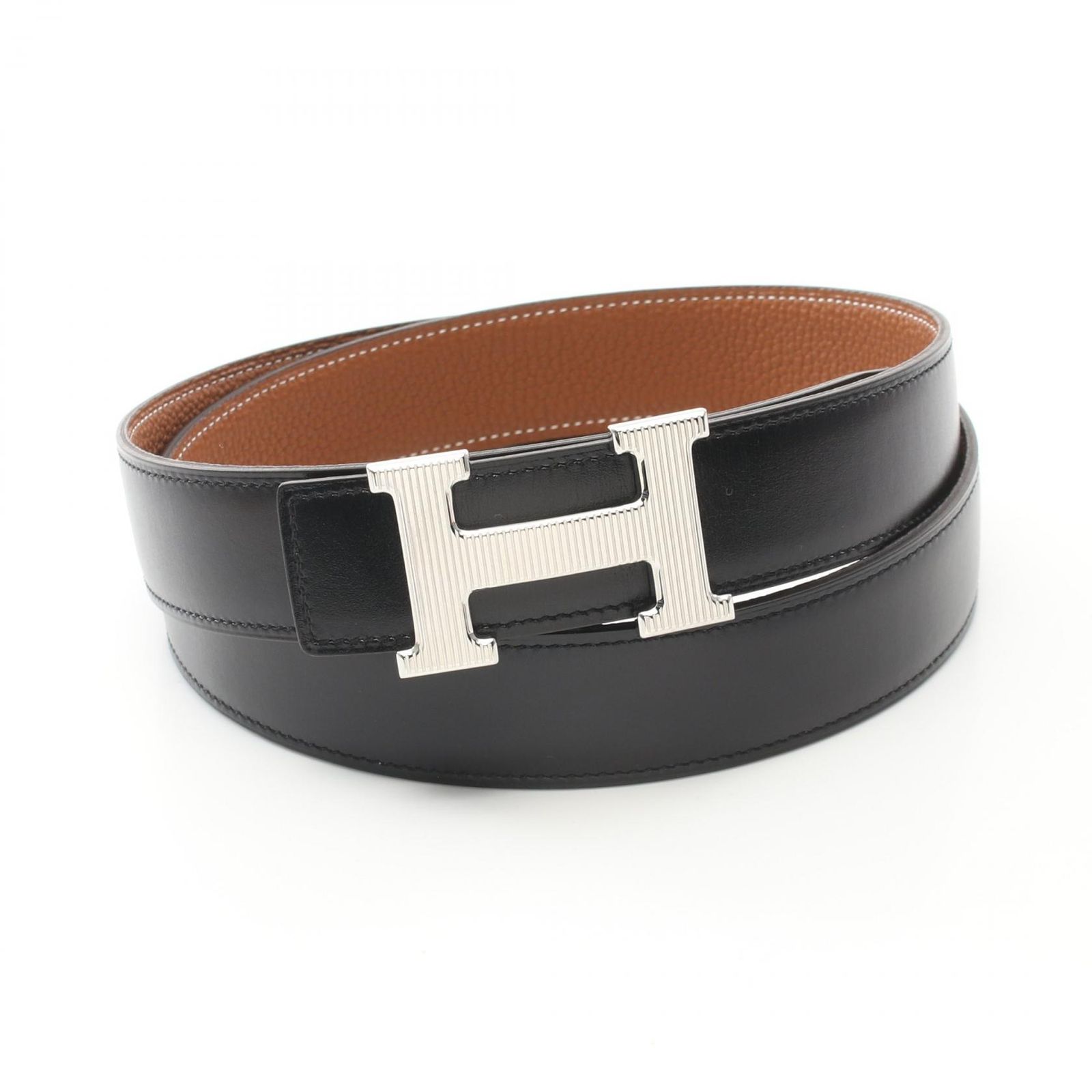 エルメス HERMES ベルト コンスタンス Hベルト ゴールド ブラック/ゴールド カーフ（牛革） Hベルト ブラック/ゴールド メンズ Used A